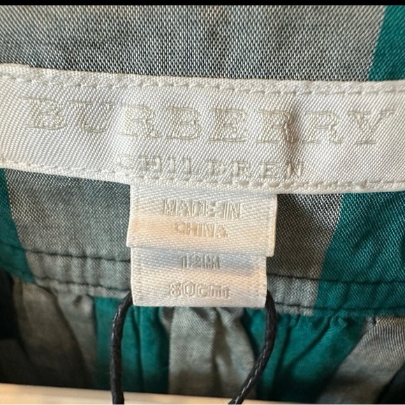 Burberry Teal and Gray Plaid Dress size 12 months - Picture 4 of 7